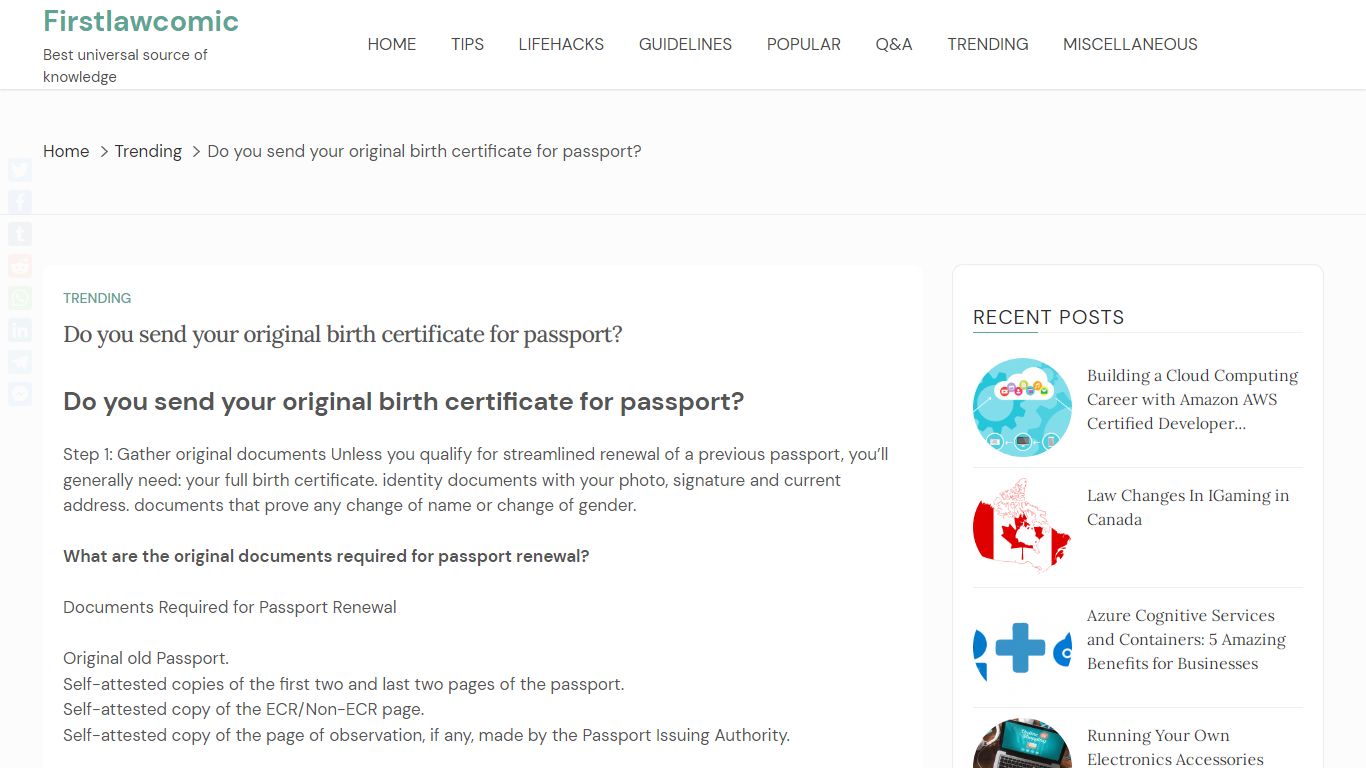 Do you send your original birth certificate for passport?