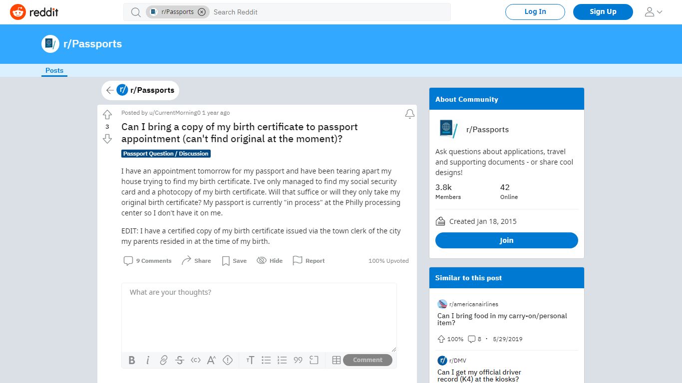 Can I bring a copy of my birth certificate to passport ... - reddit
